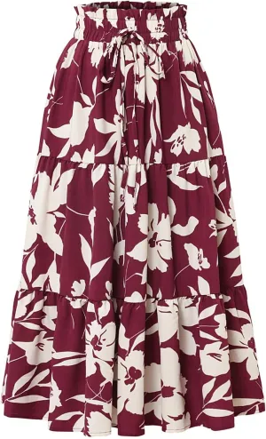 Maxi Skirt Maxi Spring Flowy Boho Comfy Tiered Western Flowy Midi Skirt