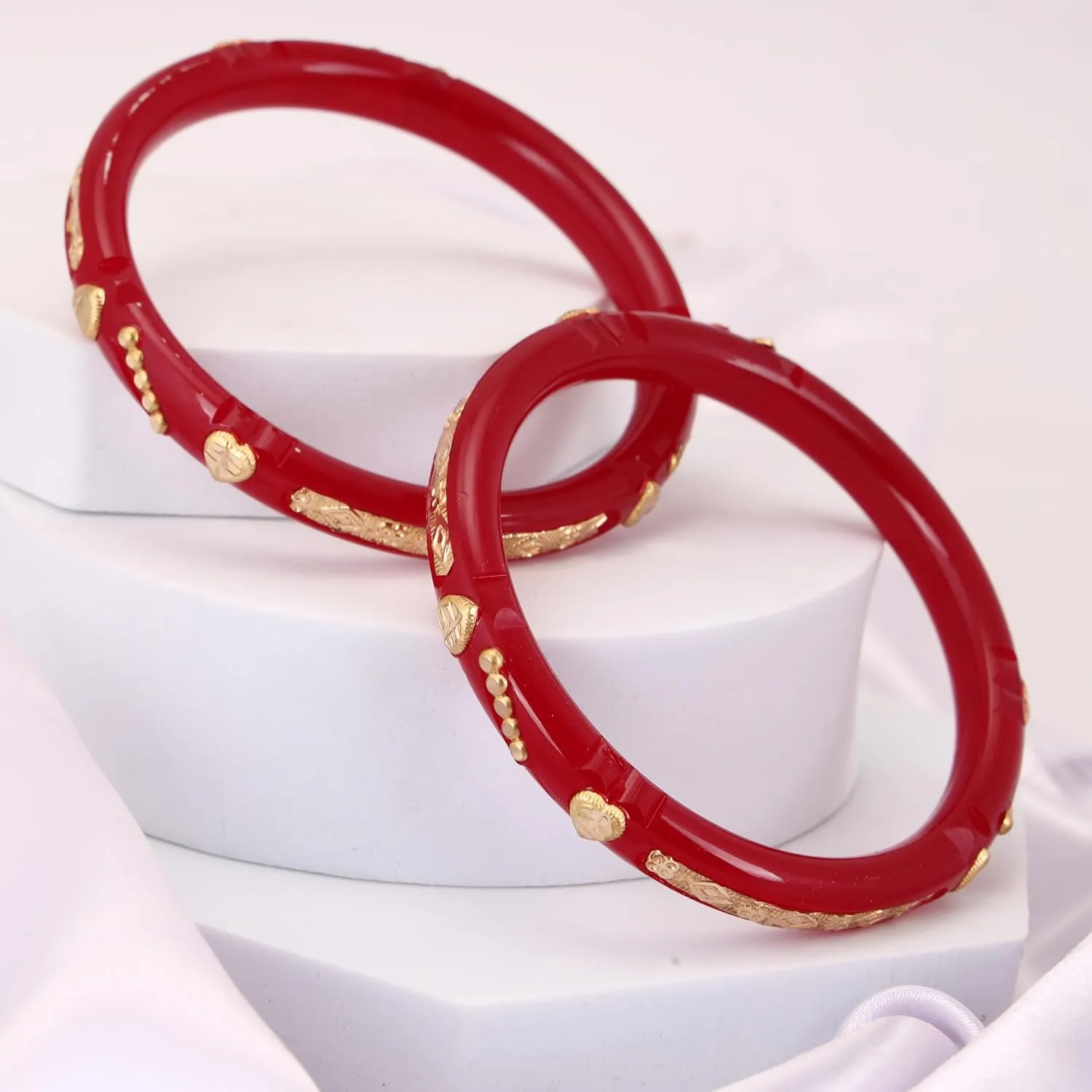 Meenakshi imitation Set of 2 Indian Handcrafted Gold Plated Designer Pola Bangles Bollywood Designer Jewelry Bangle Bracelets In Gold Tone For Women