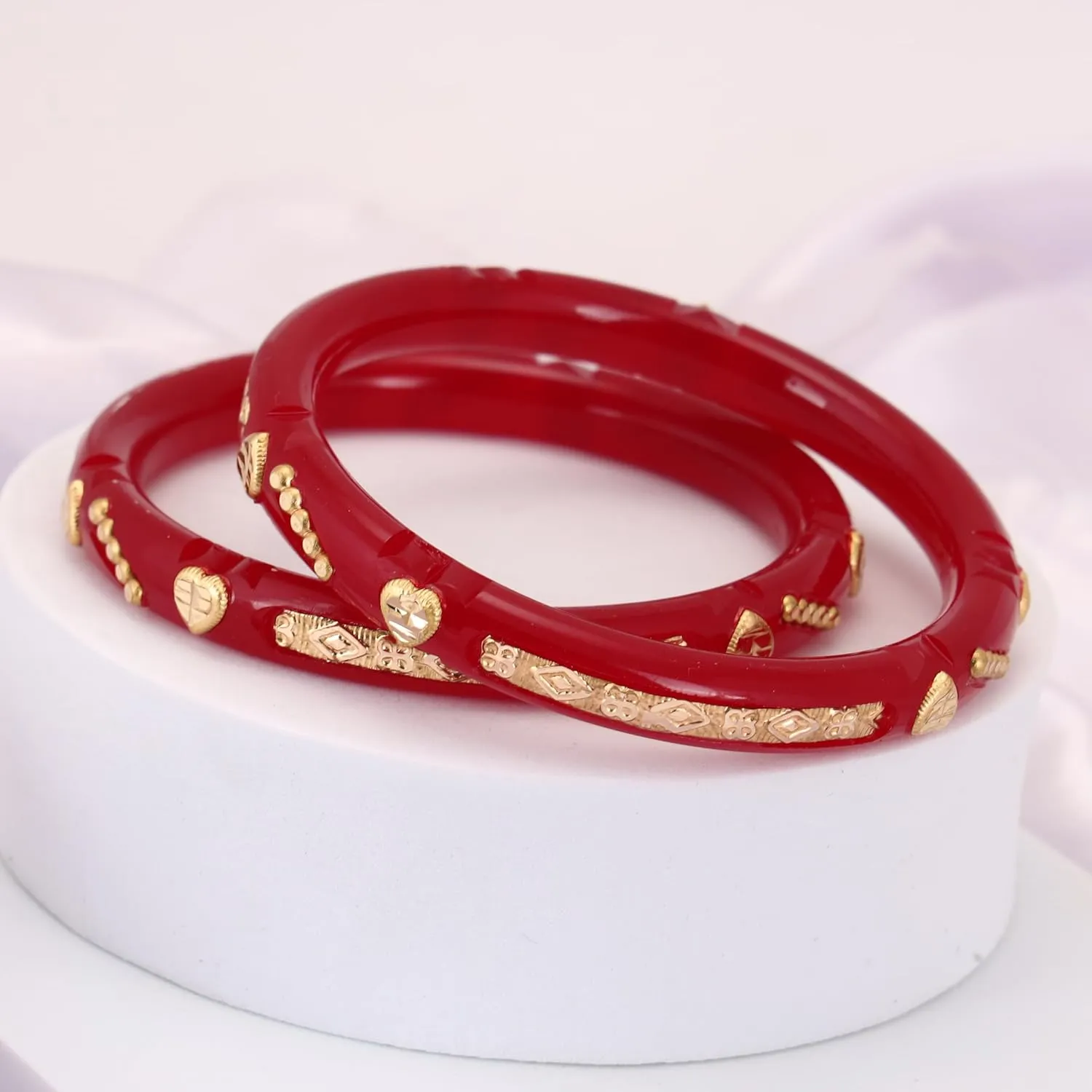 Meenakshi imitation Set of 2 Indian Handcrafted Gold Plated Designer Pola Bangles Bollywood Designer Jewelry Bangle Bracelets In Gold Tone For Women