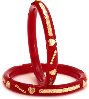 Meenakshi imitation Set of 2 Indian Handcrafted Gold Plated Designer Pola Bangles Bollywood Designer Jewelry Bangle Bracelets In Gold Tone For Women