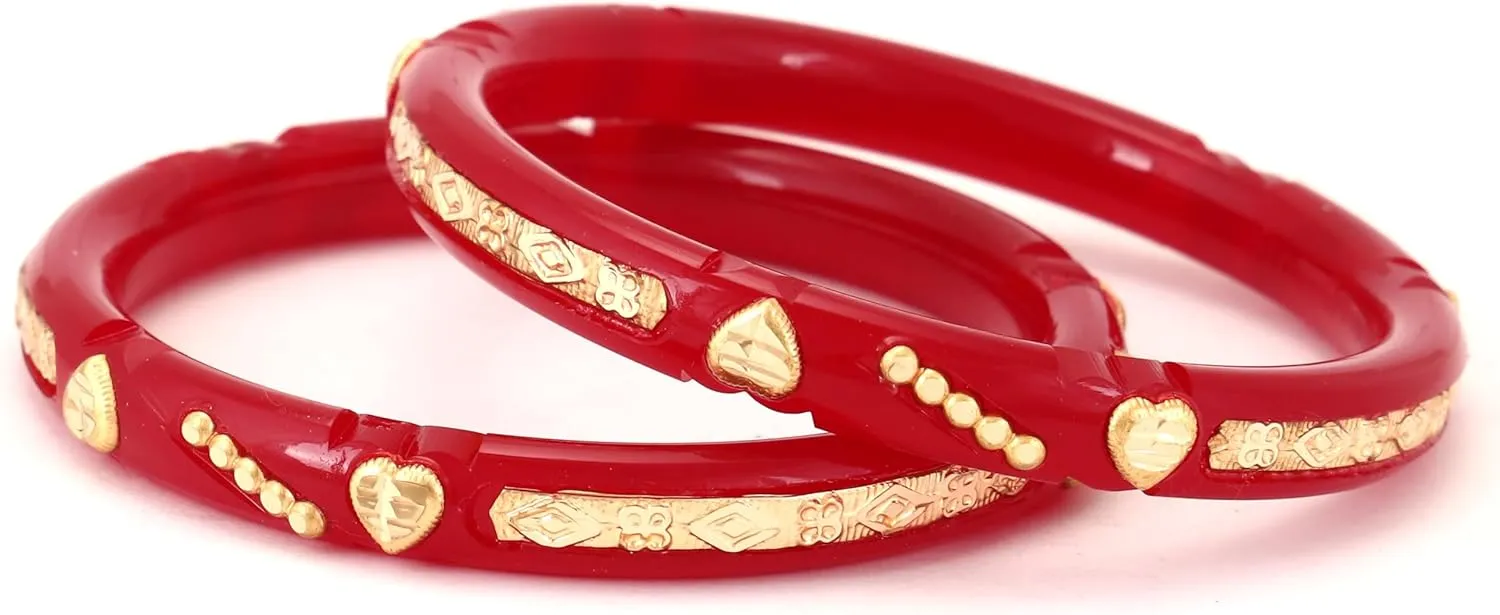 Meenakshi imitation Set of 2 Indian Handcrafted Gold Plated Designer Pola Bangles Bollywood Designer Jewelry Bangle Bracelets In Gold Tone For Women