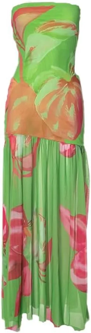 Melliflo Off Shoulder Maxi Dress for Women Leopard Print Tube Dress Summer Flowy Side Slit Ruffle Beach Sundress