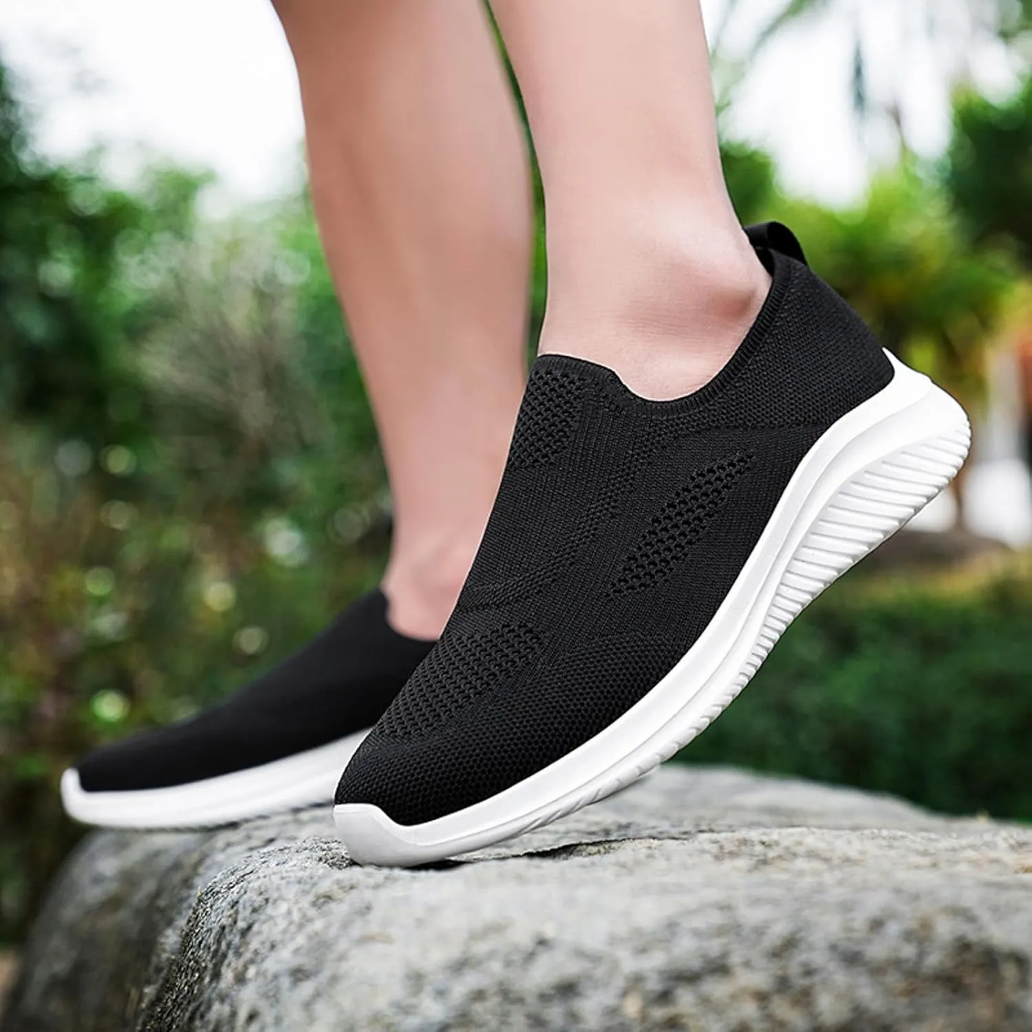 Memory Foam Versatile Shoes for Men Lightweight Sport Gym Jogging Walking Sneaker Soft Flat Soled Elderly Shoes