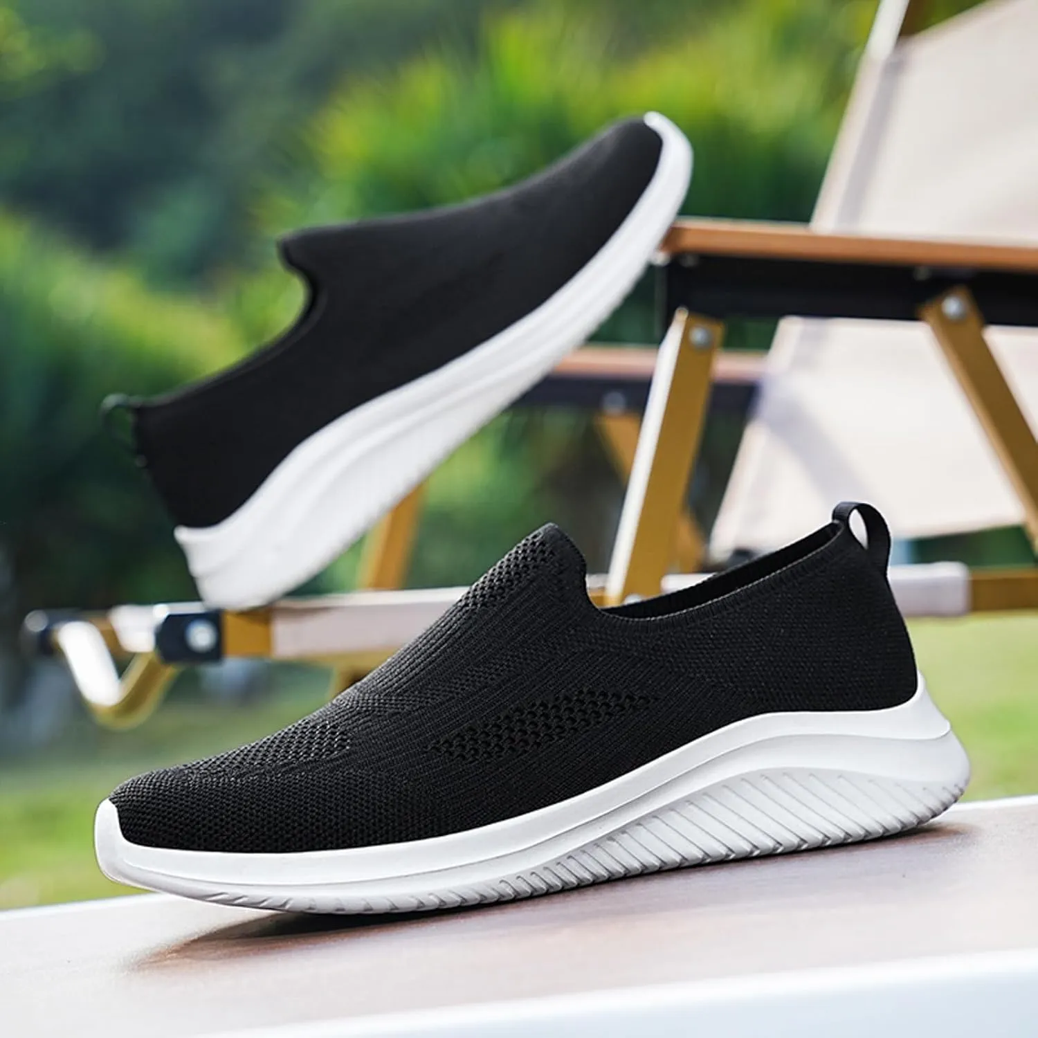 Memory Foam Versatile Shoes for Men Lightweight Sport Gym Jogging Walking Sneaker Soft Flat Soled Elderly Shoes