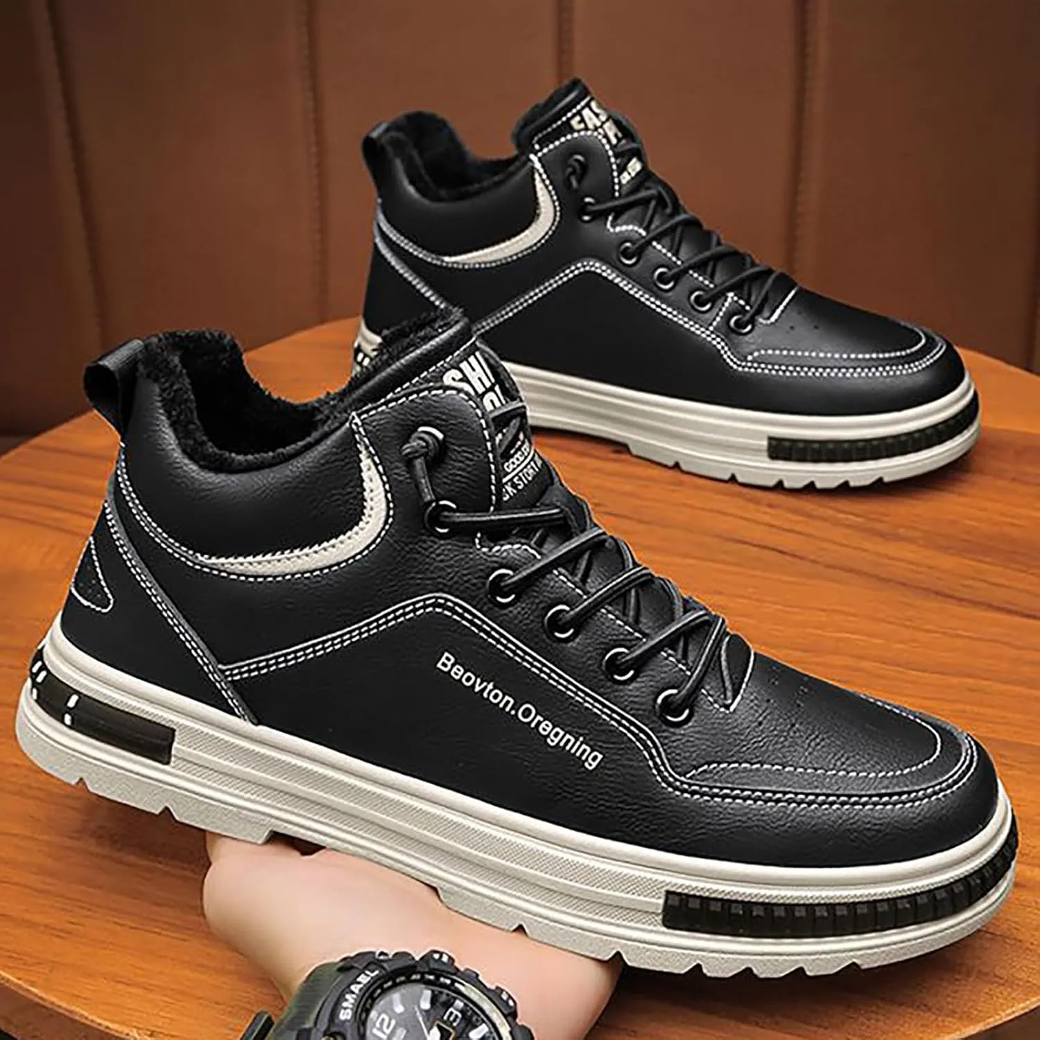 Men and Winter High Top Casual Shoes Plush and Thick Cotton Shoes New Versatile Trendy Sports Sneaker Insoles Men