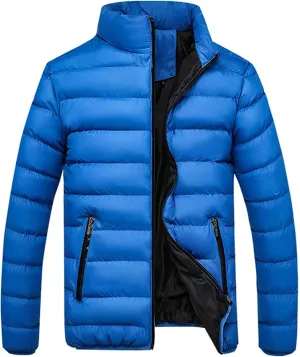 Men Puffer Jacket Thick Warm Winter Coat Hooded Down Coat Windbreaker Trench Coat Waterproof Ski Coat