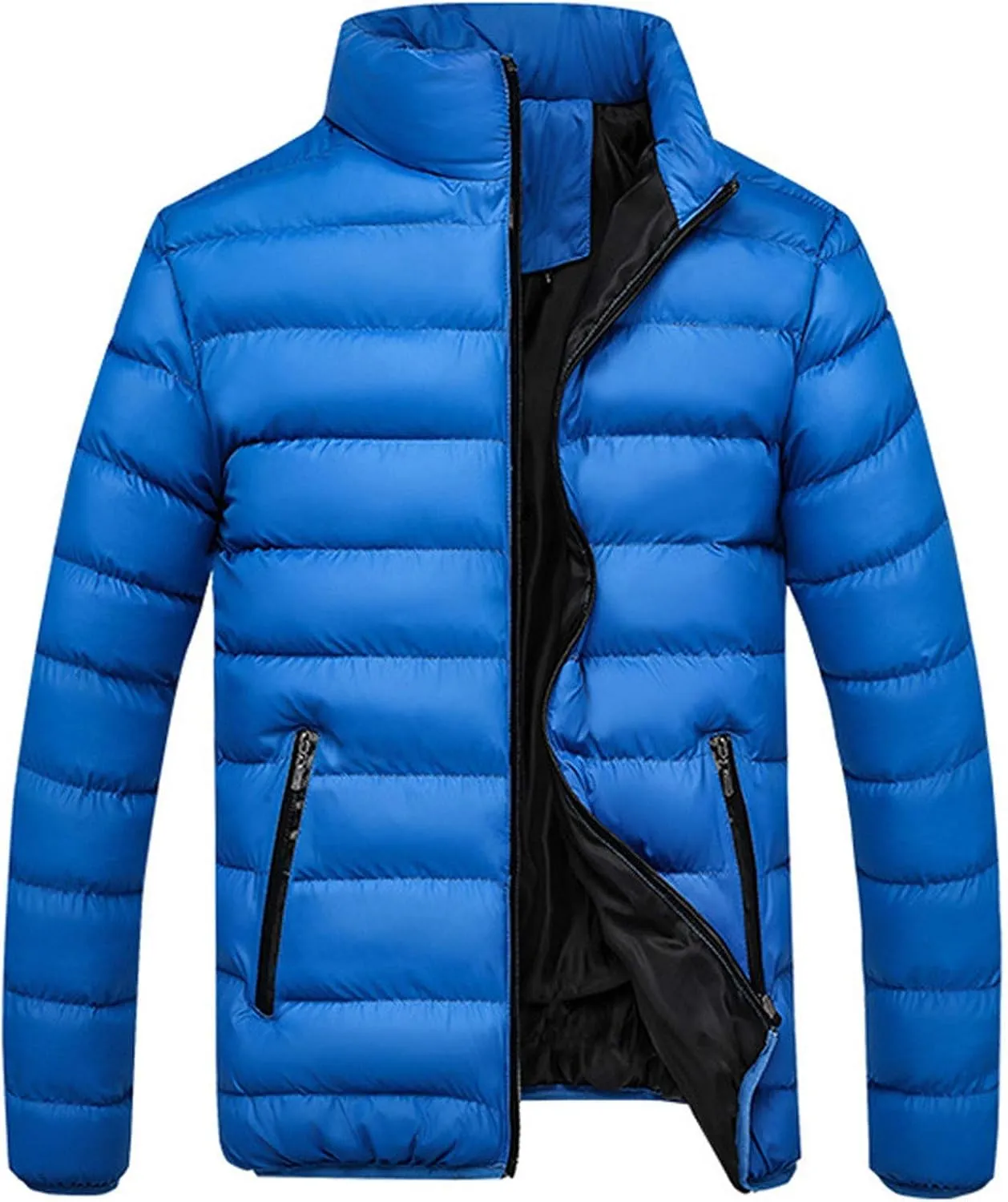 Men Puffer Jacket Thick Warm Winter Coat Hooded Down Coat Windbreaker Trench Coat Waterproof Ski Coat