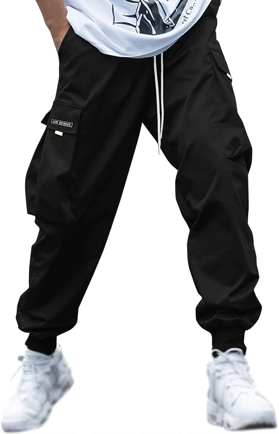 Men's Casual Cargo Pants Stretch Elastic Waist Joggers Athletic Gym Pants Summer Long Trousers with Pockets