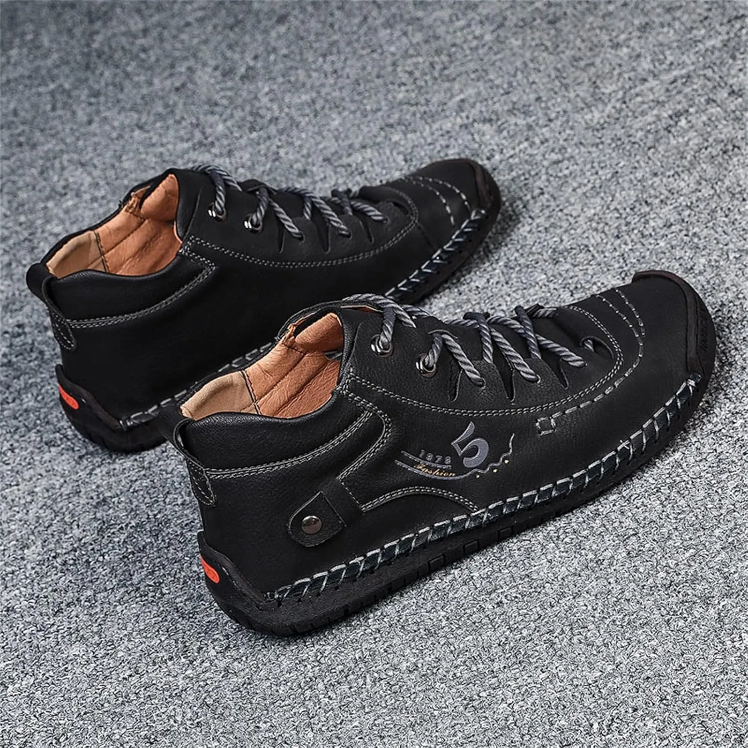Mens Chukka Boots Casual Leather Shoes Lace up Slip on Lightweight Loafers Mid Top Walking Driving Shoe