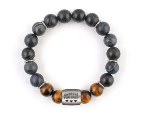 Mens engraved bracelet Designer mens bracelets Personalized bracelets Elastic bracelets Mens beaded bracelets Men jewelry Matte bracelet