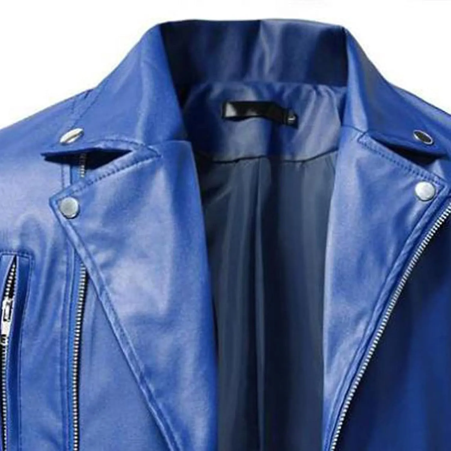 Men's Faux Leather Jackets Motorcycle Racer Jackets Zip-Up Moto Biker Coat Bomber Jackets Lapel Slim Fit Leather Jacket