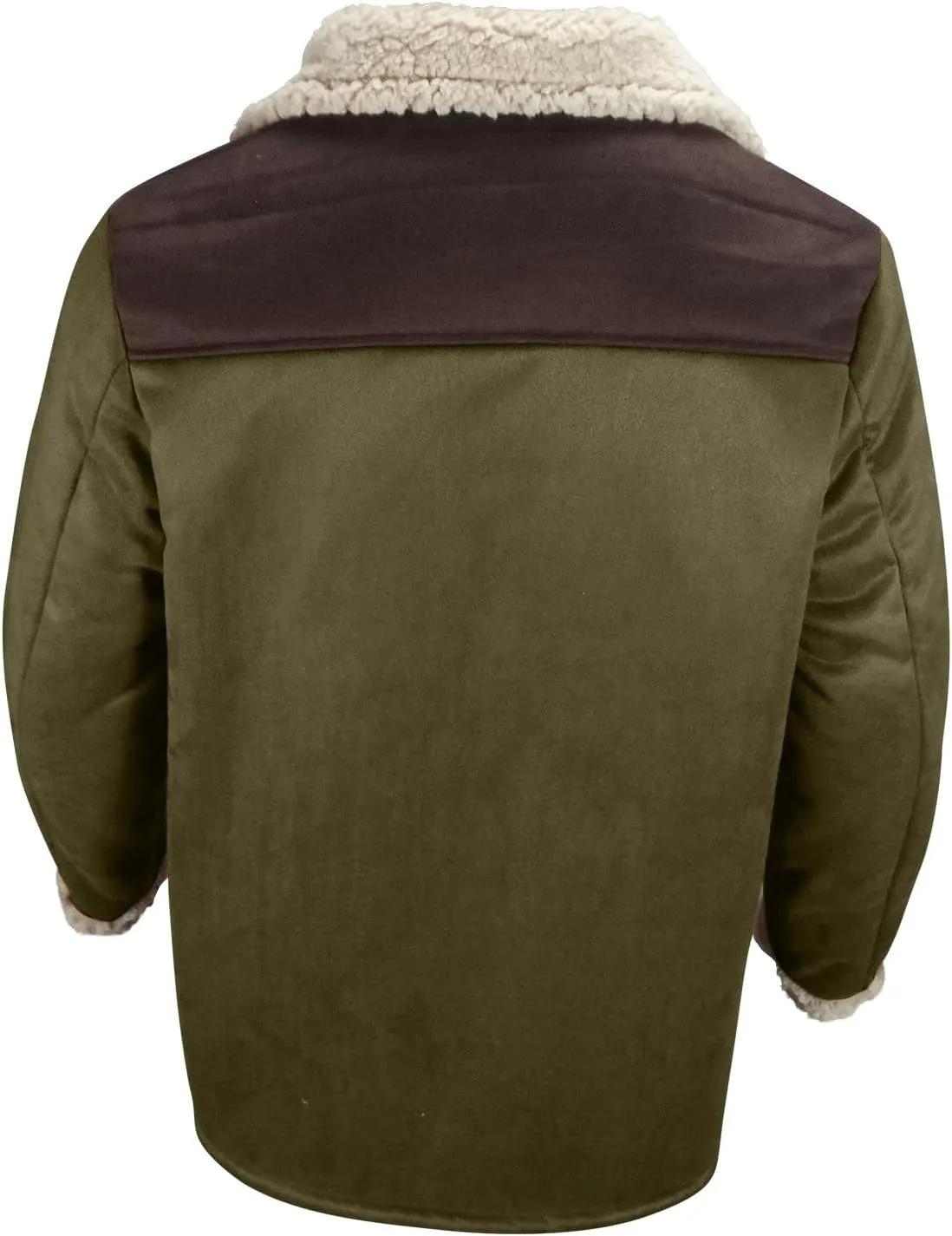 Mens Faux Suede Leather Jackets Sherpa Fleece Lined Trucker Jacket Notch Lapel Button Down Winter Sport Coat