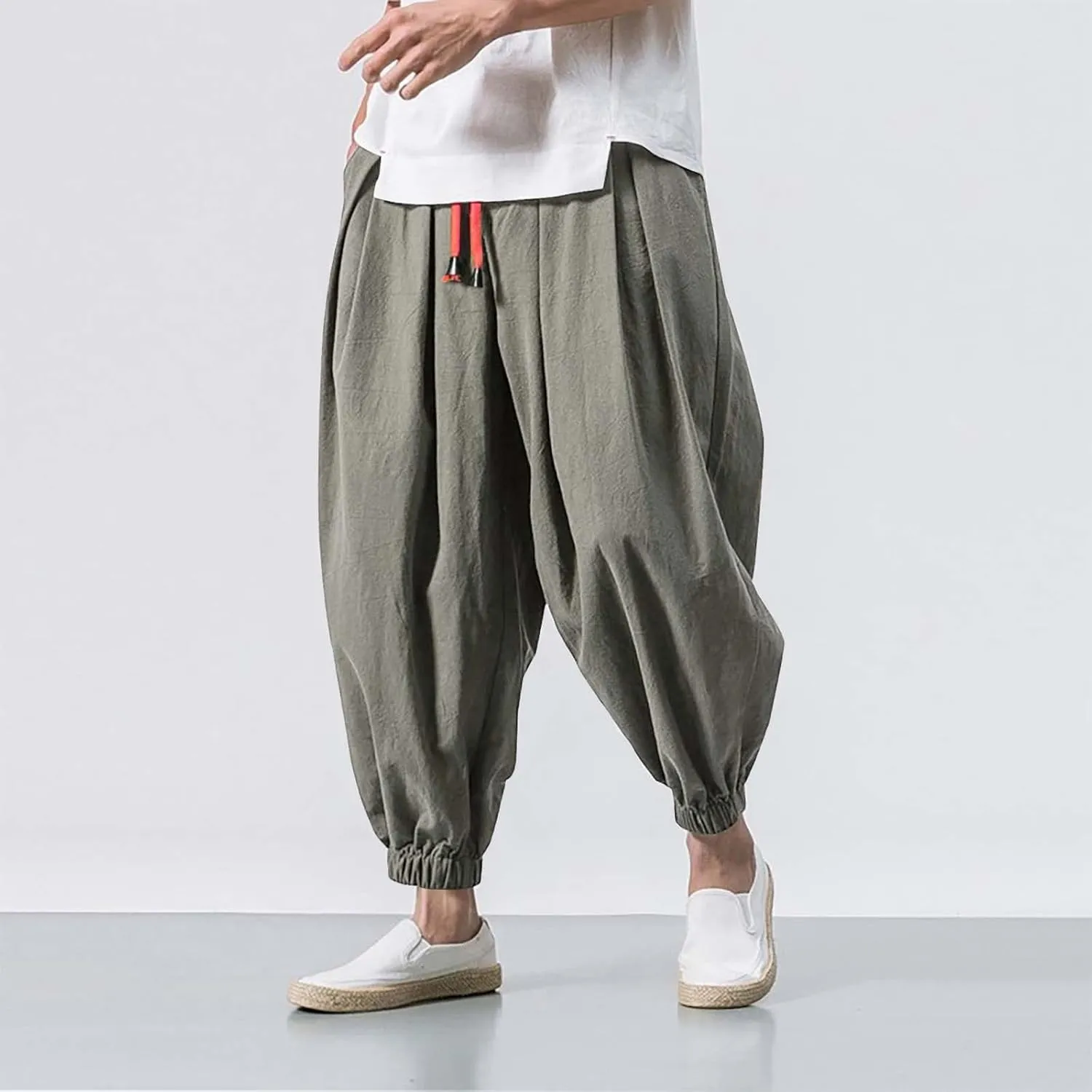 Men's Joggers Loose Joggers Sweatpants with Pockets Solid Color Sport Lounge Pant Comfort Soft Jogging Bottoms