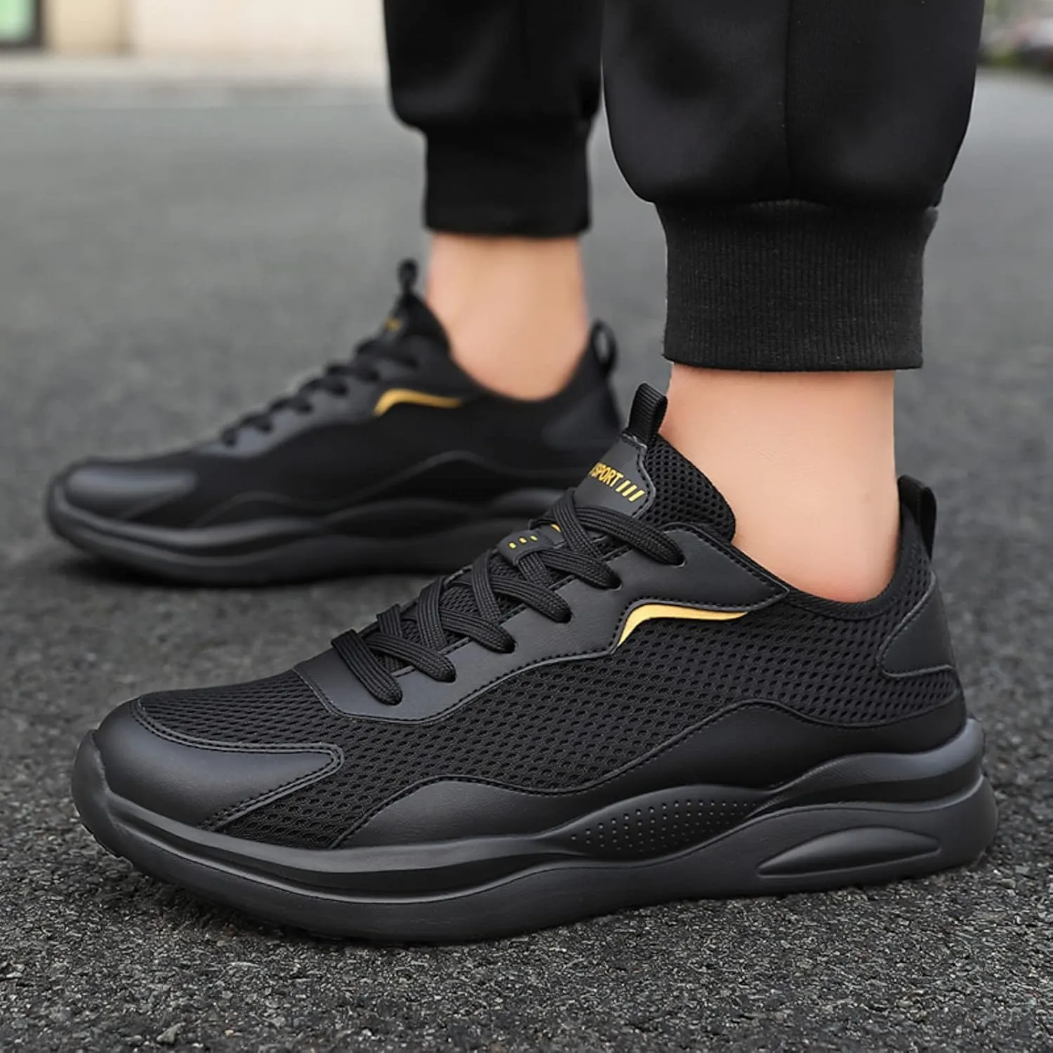 Men's Lace Up Memory Foam Sneakers Comfortable Breathable Lightweight Tennis Shoe Lightweight Minimalist Shoes