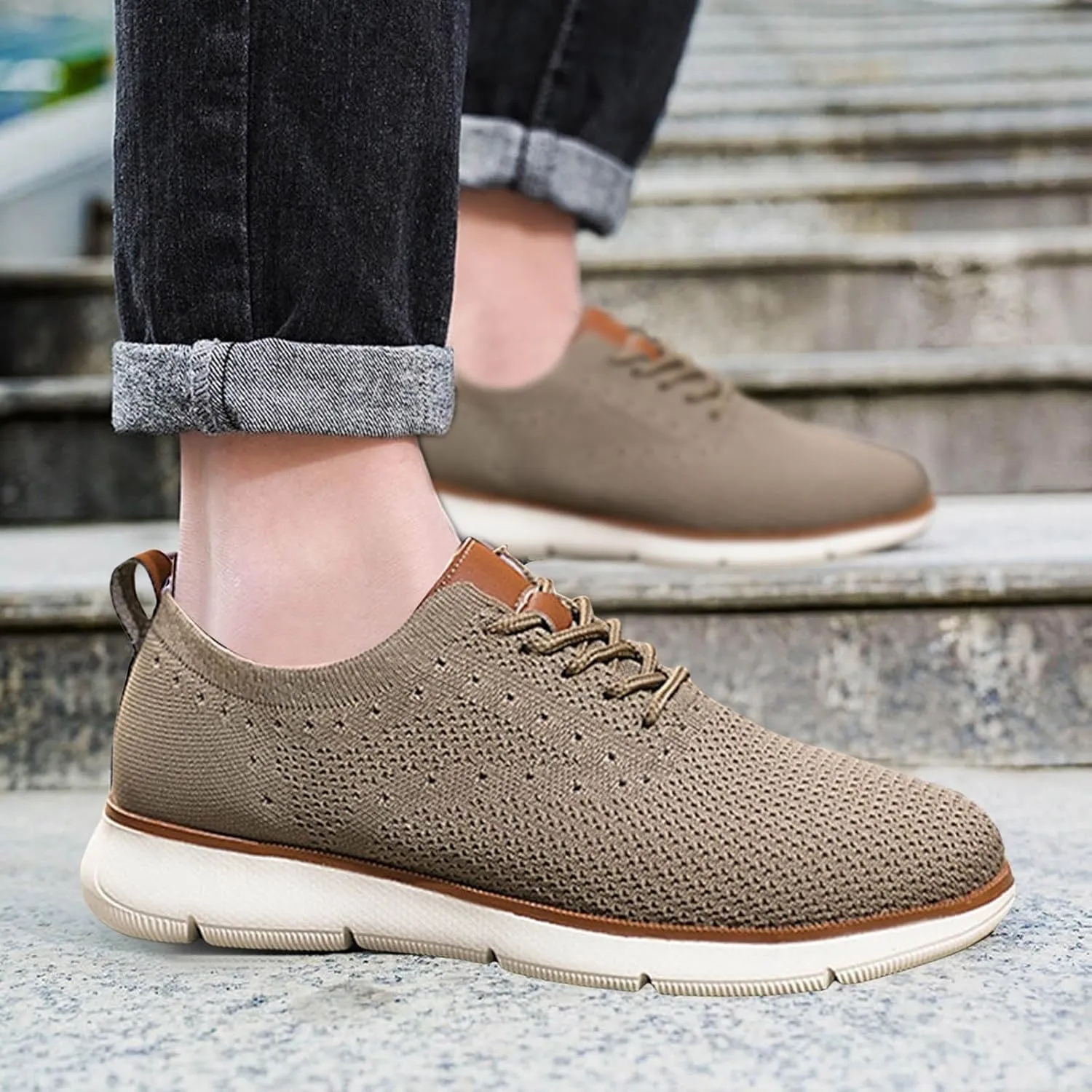 Men's Lightweight Non Slip Barefoot Shoes Business Mesh Breathable Walking Shoe Lightweight Work Shoes for Men