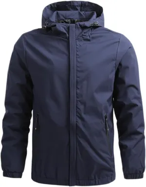 Men's Lightweight Windbreaker Jackets Casual Zip Up Outdoor Travel Jackets With Hooded