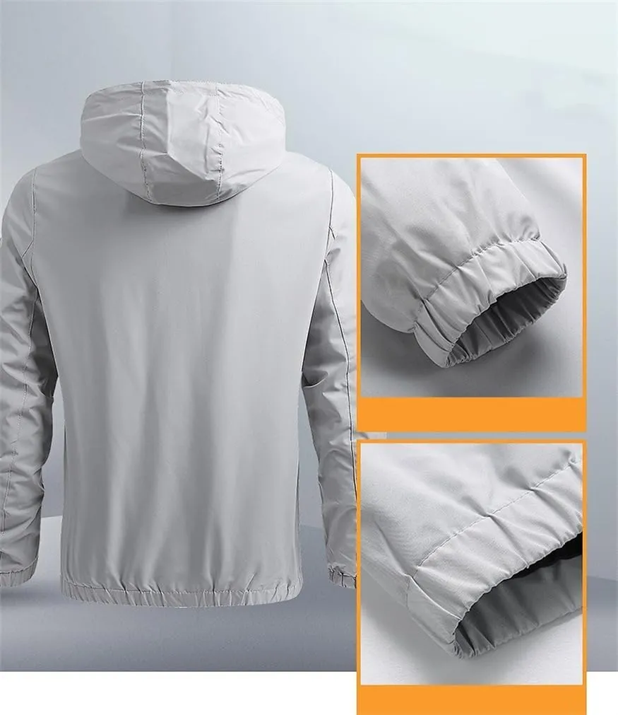 Men's Lightweight Windbreaker Jackets Casual Zip Up Outdoor Travel Jackets With Hooded