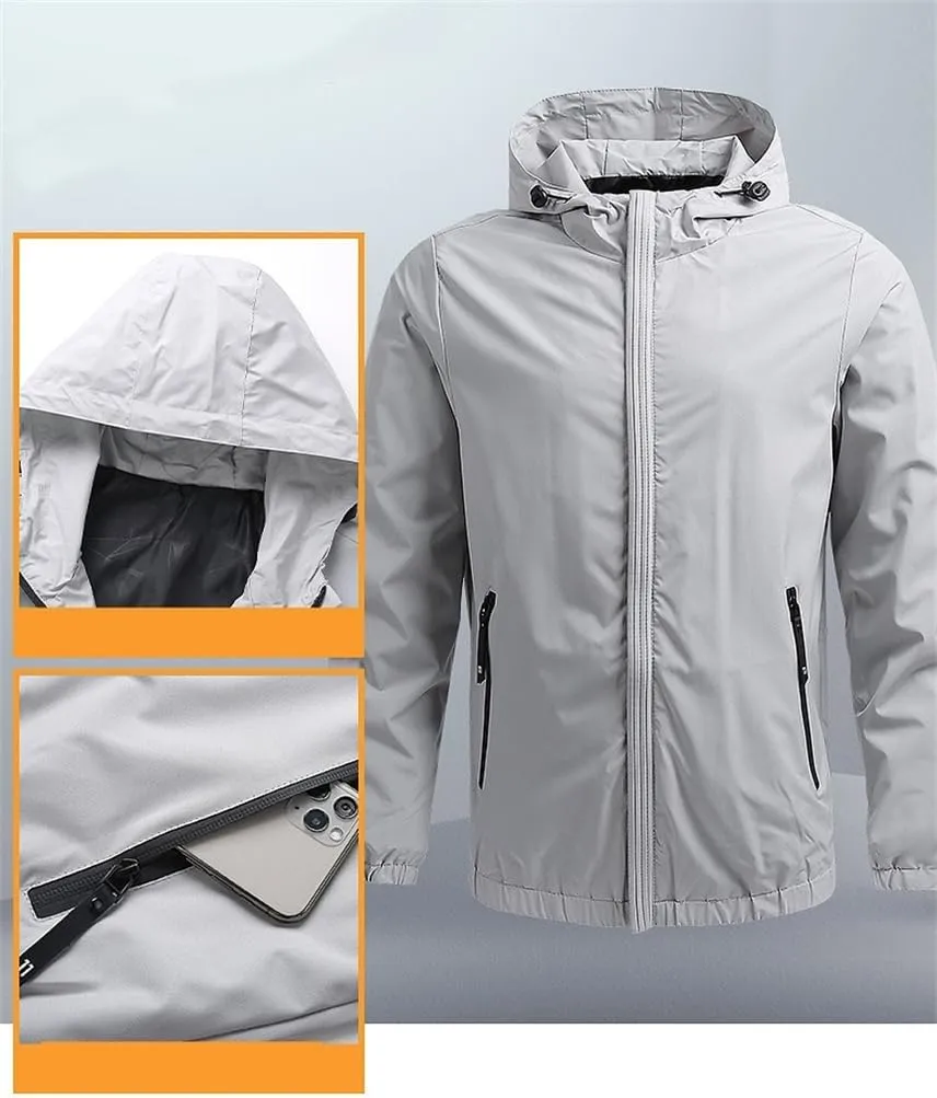 Men's Lightweight Windbreaker Jackets Casual Zip Up Outdoor Travel Jackets With Hooded