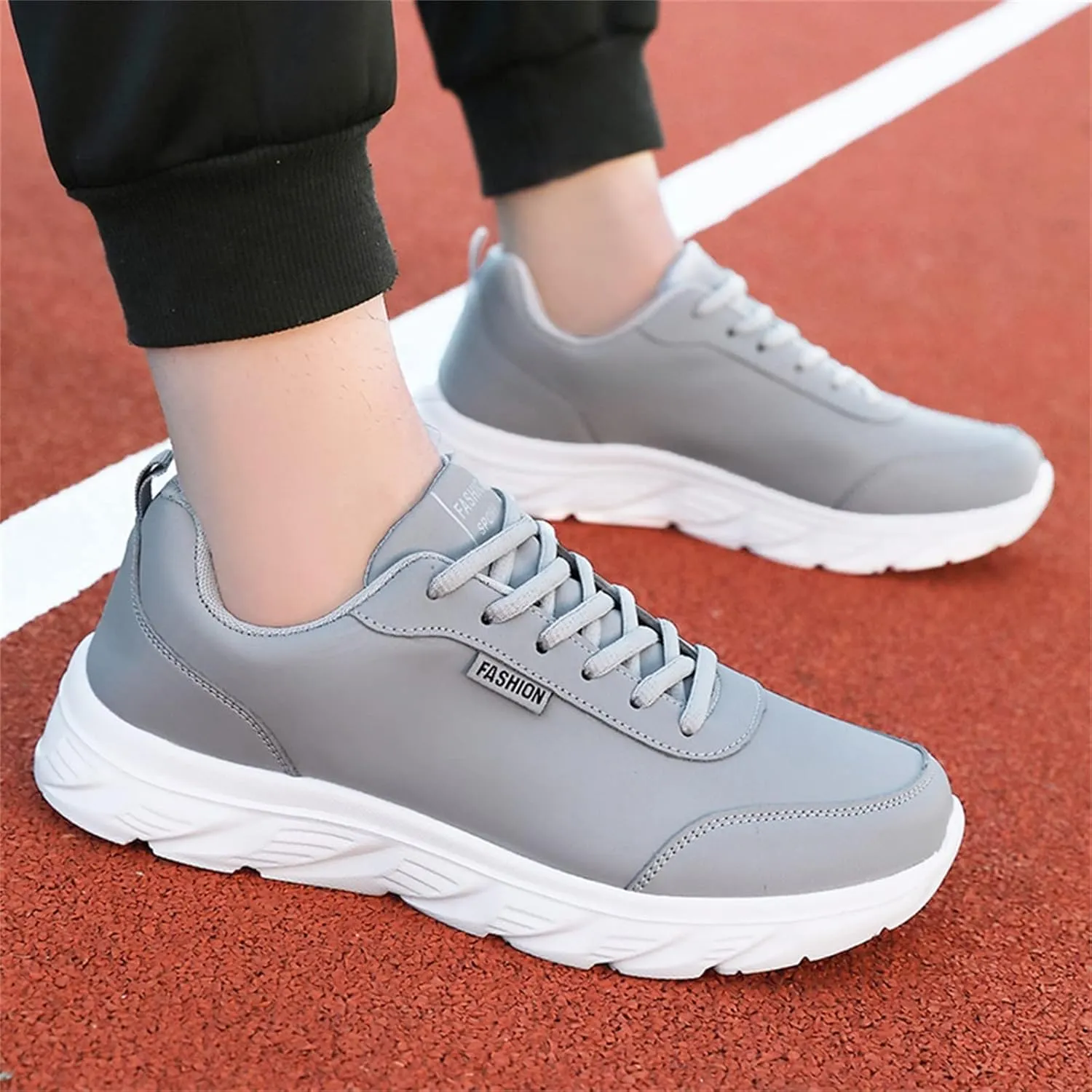 Mens Shoes Large Size Casual Leather Laace Up Solid Color Casual Fashion Simple Running Shoes Men Sneaker