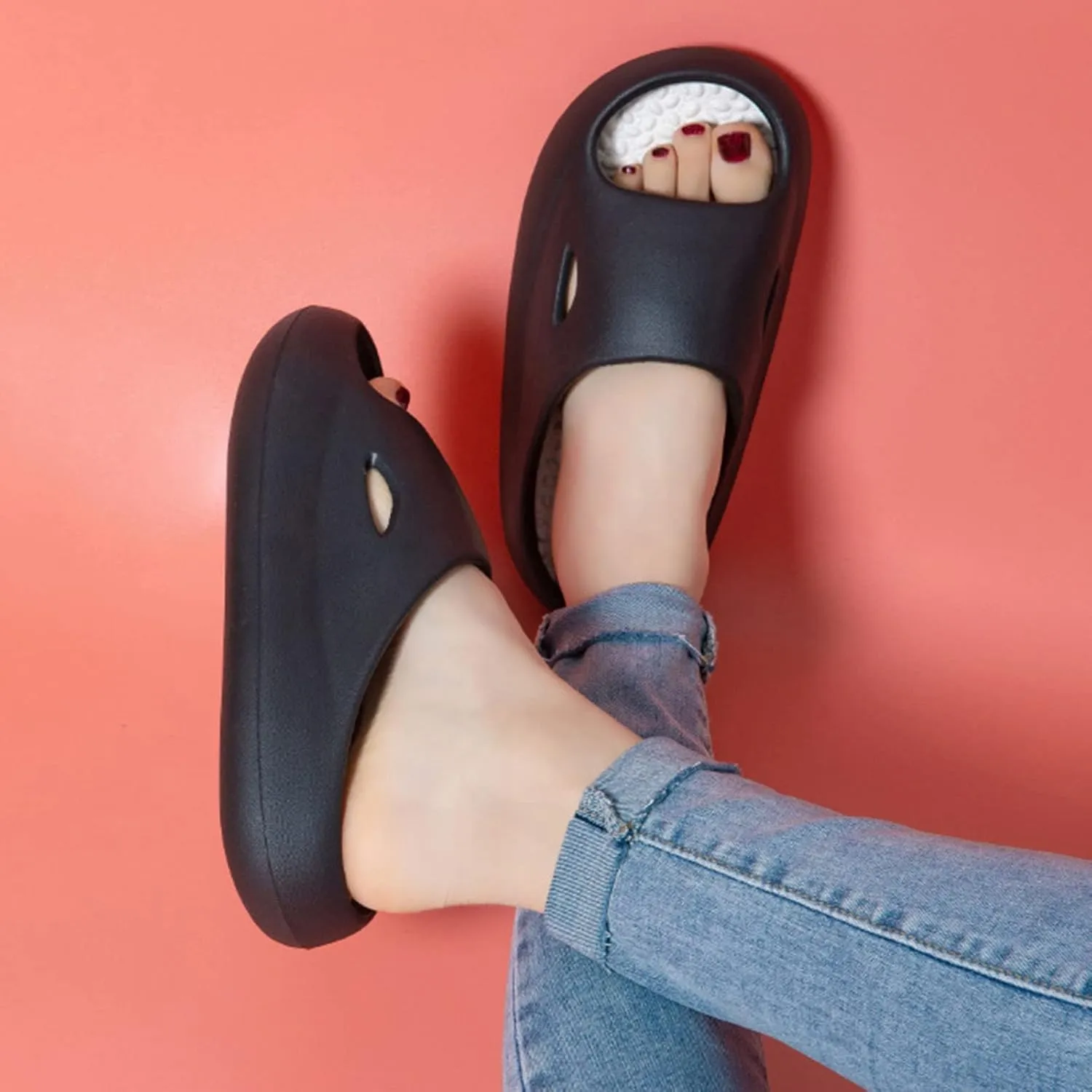 Mens Slides Shower Shoes Women Bathroom Slippers Men Slides for Women Lightweight House Drainage Hole Slippers