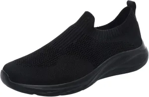 Men's Slip On Sock Shoes Breathable Elastic Knit Sneakers Lightweight Cushion Walking Shoes Non Slip Elderly Shoe
