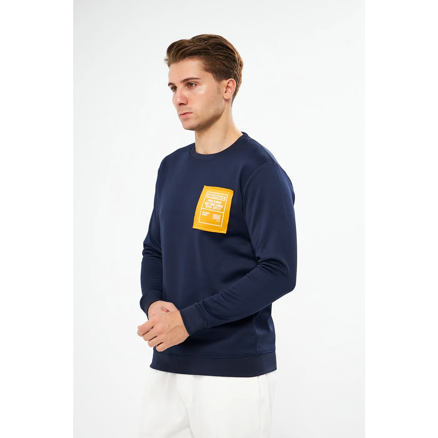 Navy Raw Patch Sweatshirt