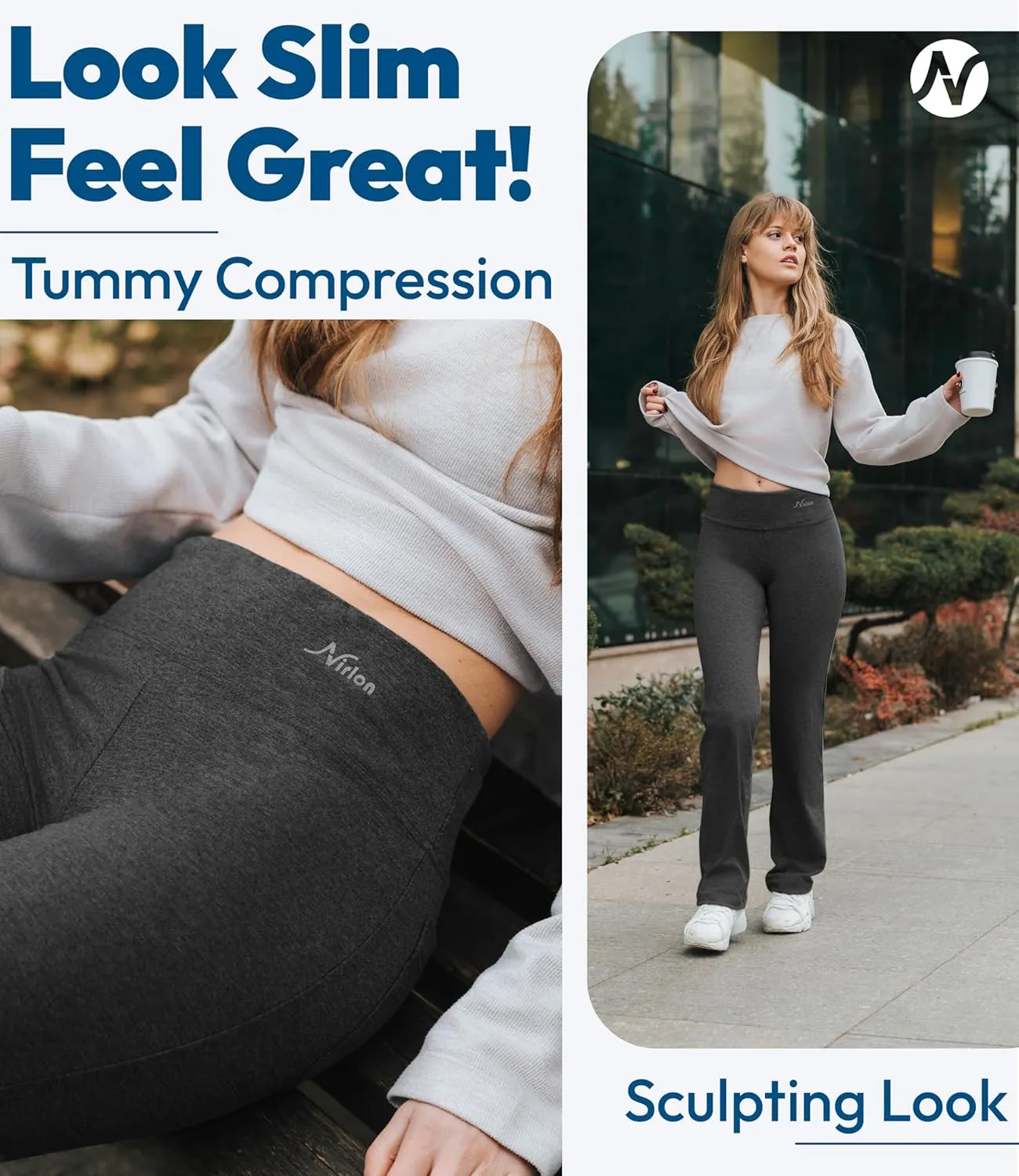 Nirlon Straight Leg Yoga Pants - Yoga Pants for Women Soft & Breathable Womens Leggings for Gym & Yoga Regular & Plus Size