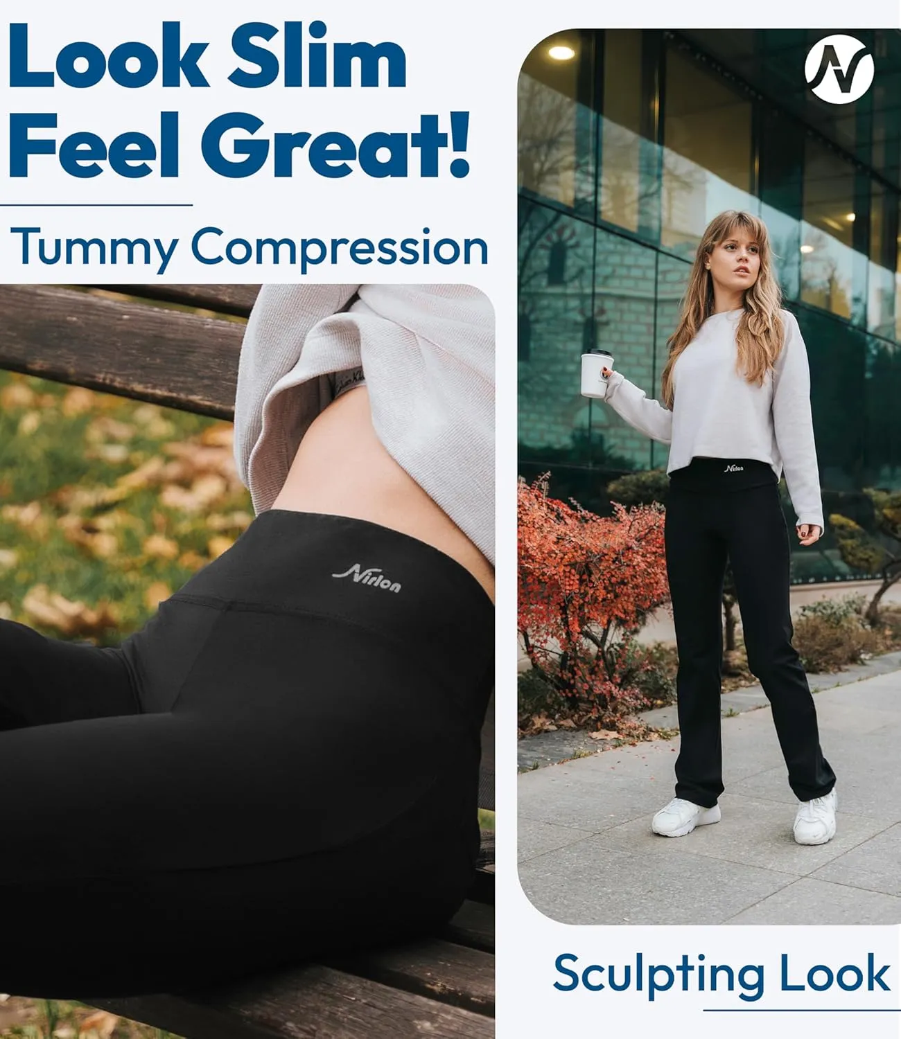 Nirlon Straight Leg Yoga Pants - Yoga Pants for Women Soft & Breathable Womens Leggings for Gym & Yoga Regular & Plus Size