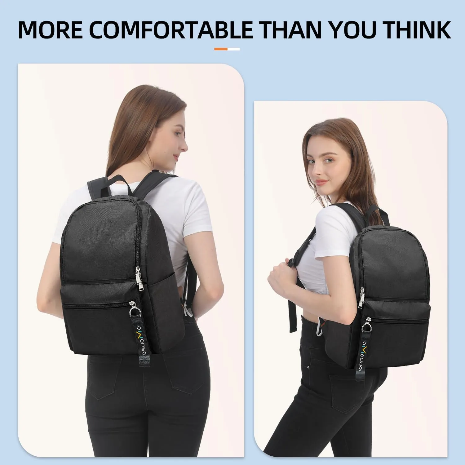 OMOUBOI Casual Daypacks Superbreak Backpack 14 inch Laptop Backpack for Women & Men Fits Tourism Business (Black)