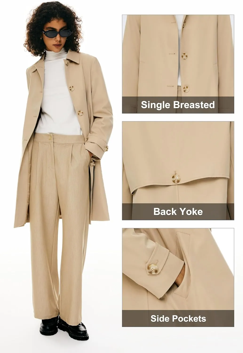 Orolay Women's Single Breasted Trench Coat Mid Long Classic Lapel Windproof Slim Outerwear Coats