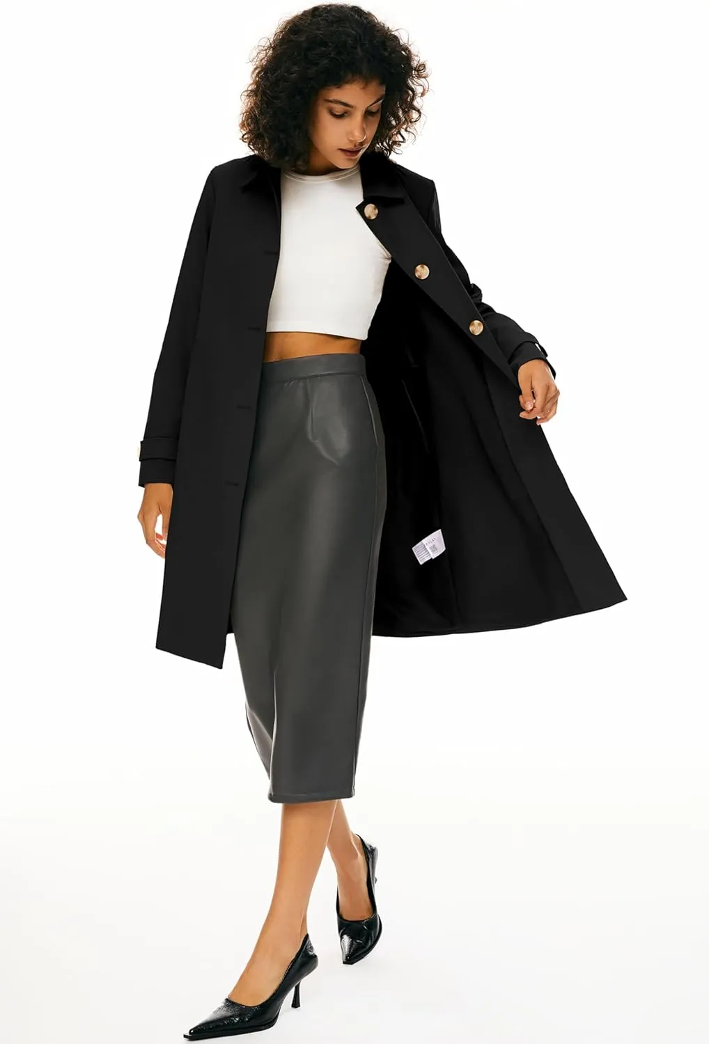 Orolay Women's Single Breasted Trench Coat Mid Long Classic Lapel Windproof Slim Outerwear Coats