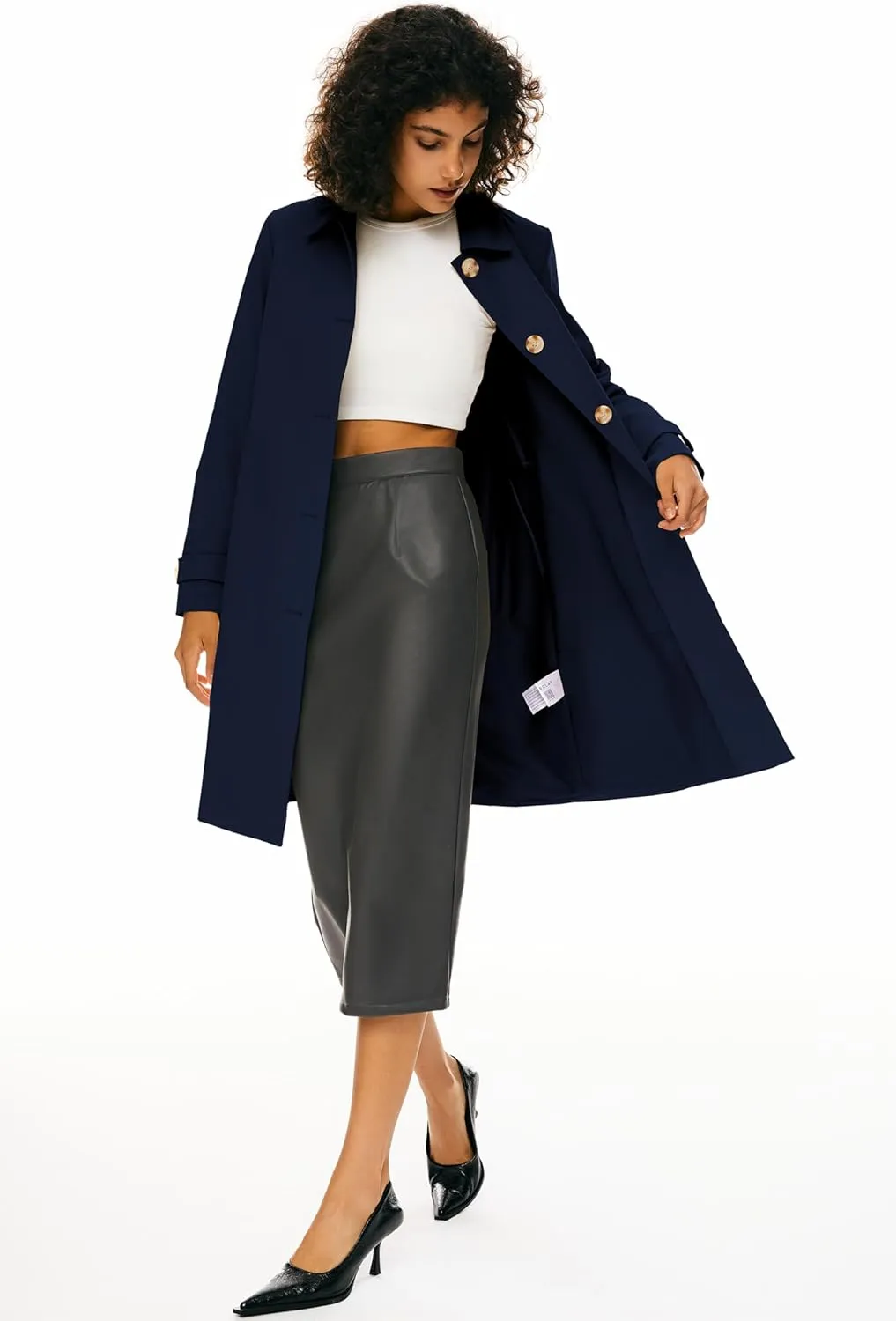 Orolay Women's Single Breasted Trench Coat Mid Long Classic Lapel Windproof Slim Outerwear Coats