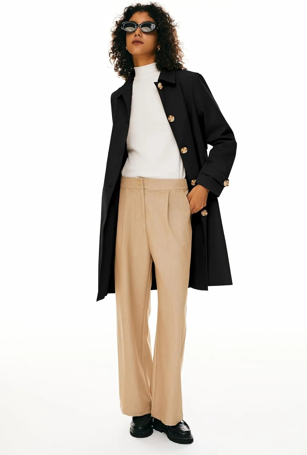 Orolay Women's Single Breasted Trench Coat Mid Long Classic Lapel Windproof Slim Outerwear Coats