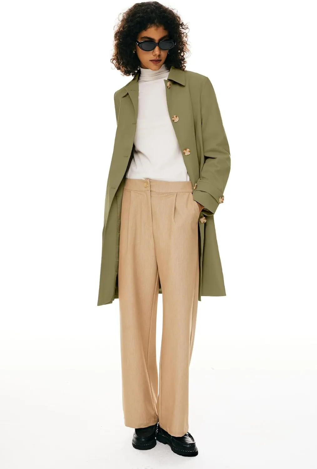 Orolay Women's Single Breasted Trench Coat Mid Long Classic Lapel Windproof Slim Outerwear Coats
