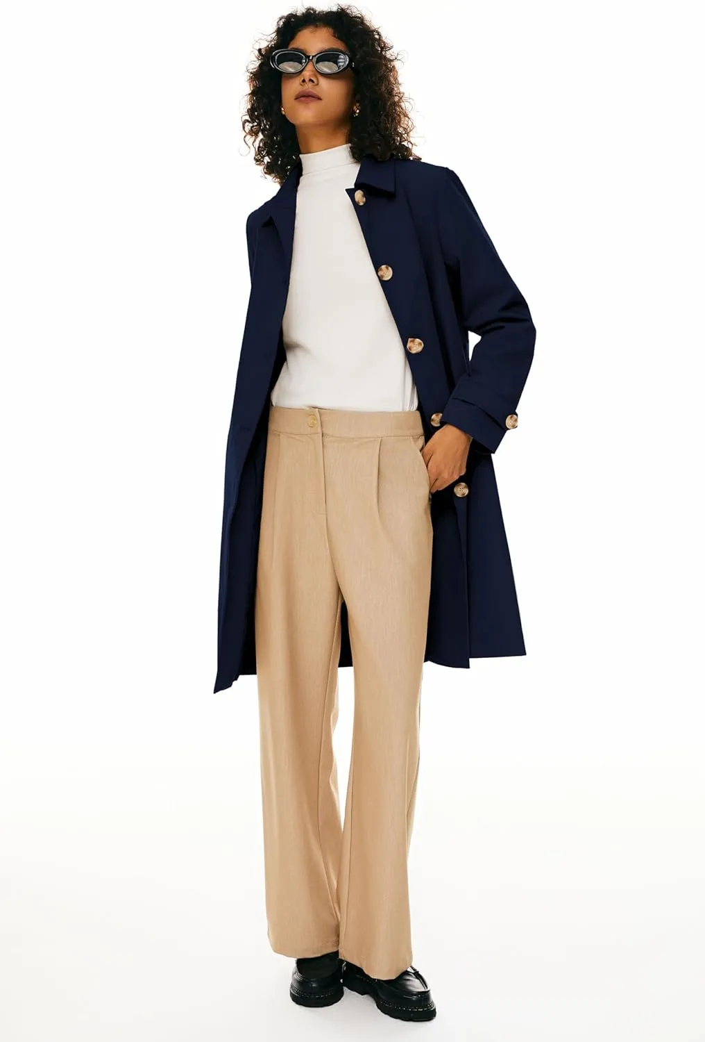 Orolay Women's Single Breasted Trench Coat Mid Long Classic Lapel Windproof Slim Outerwear Coats