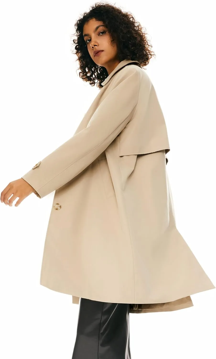Orolay Women's Single Breasted Trench Coat Mid Long Classic Lapel Windproof Slim Outerwear Coats