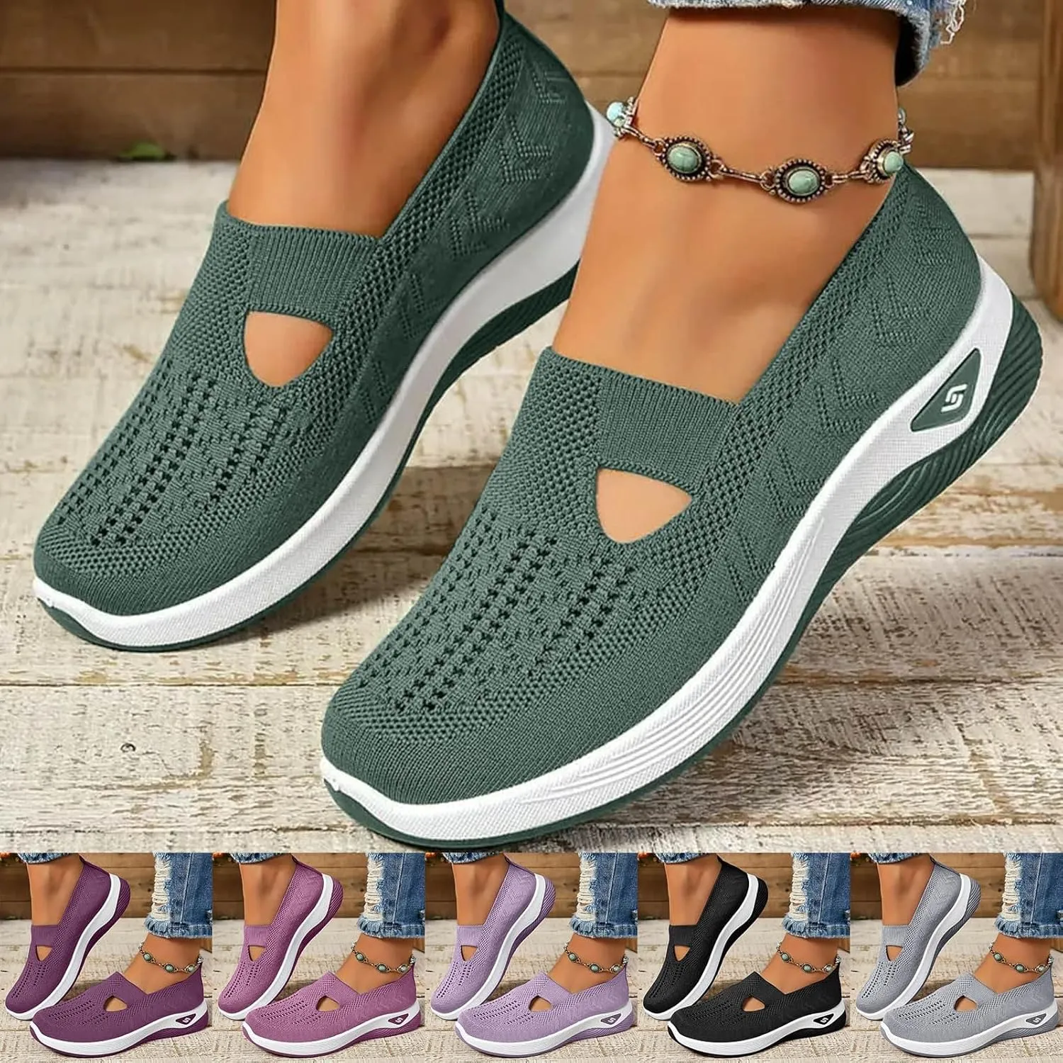 Orthopedic Shoes for Women with Arch Support Walking Shoes Comfortable Non-Slip Sneakers Slip On Wide Width Shoes