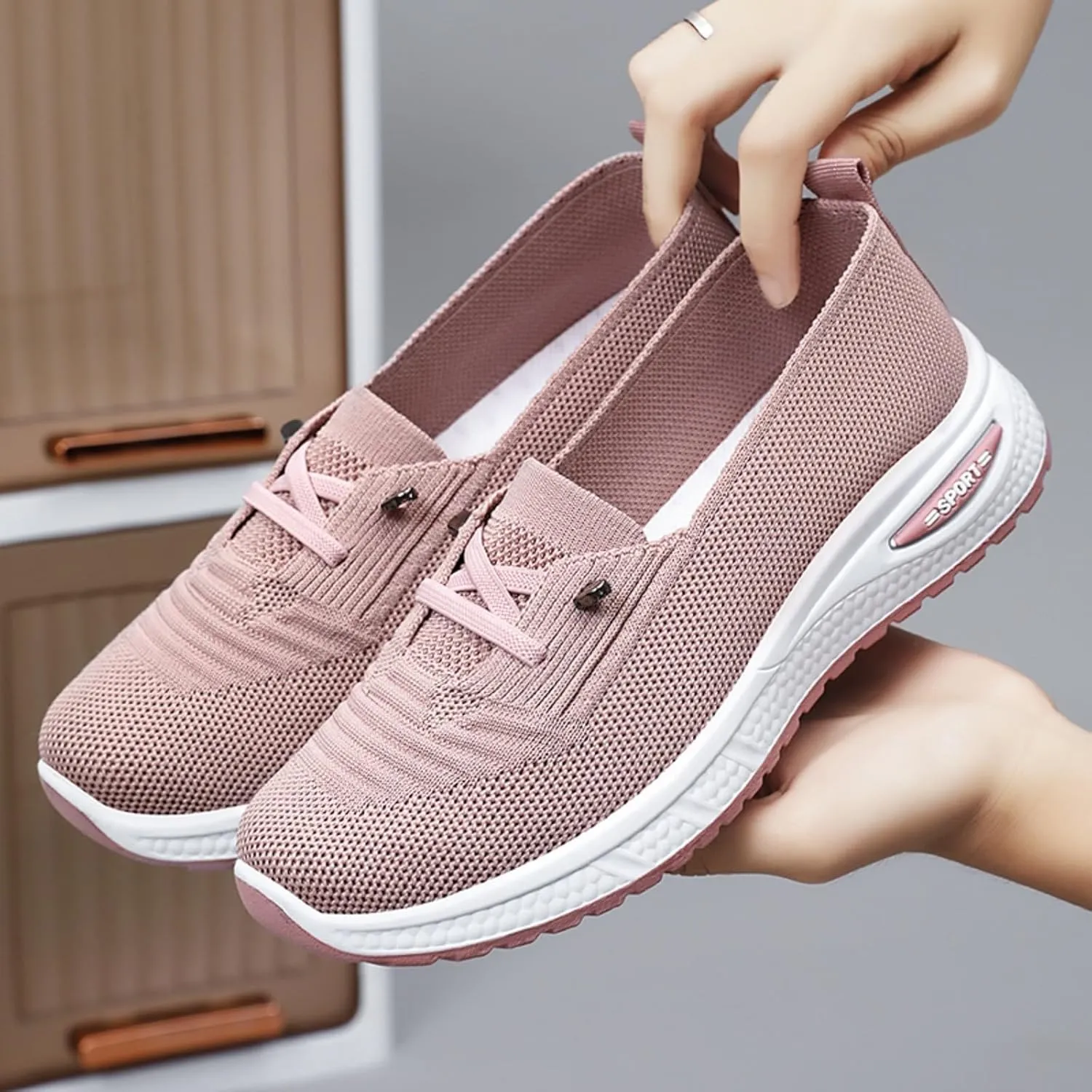 Orthopedic Shoes for Women, Womens Breathable Tennis Shoes Slip On Walking Sneakers Comfortable Mesh Non-Slip Shoes