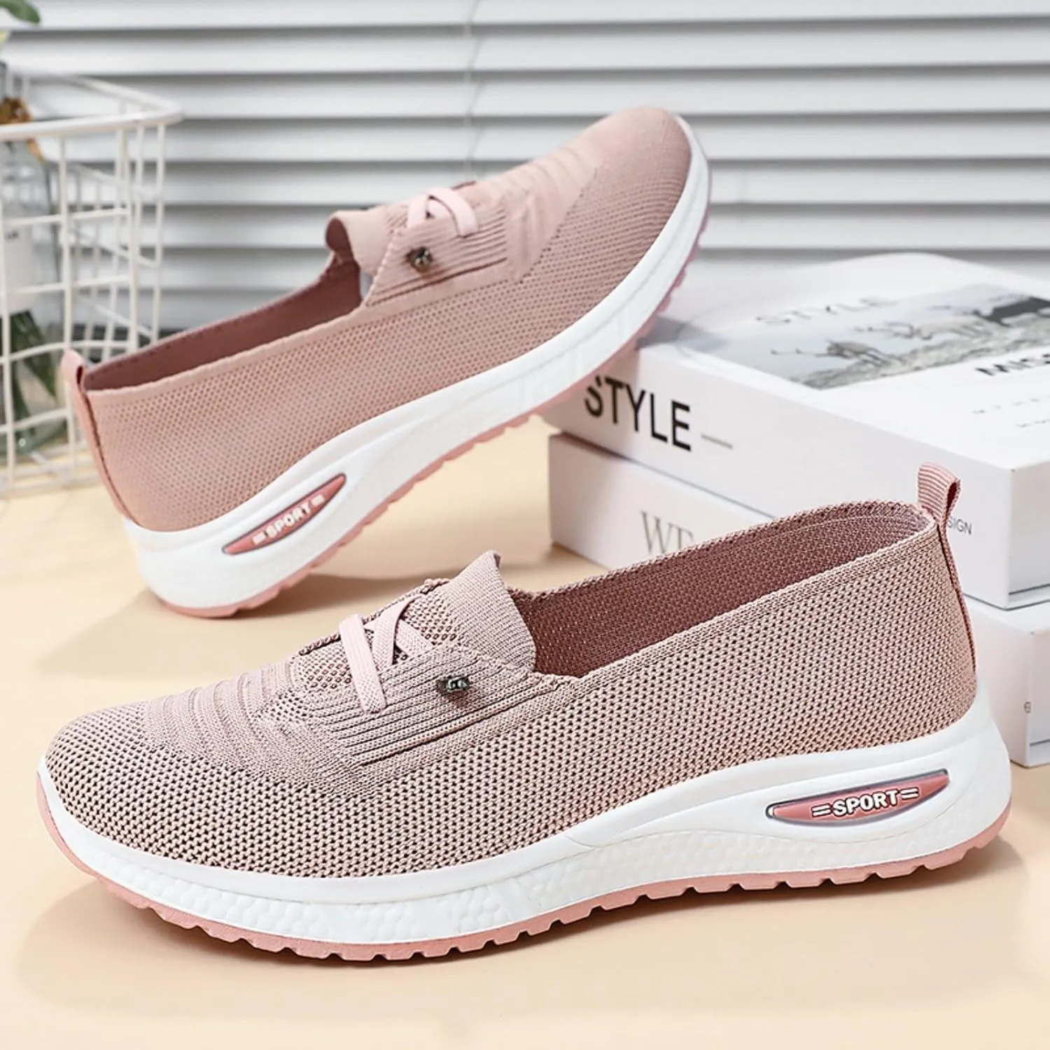 Orthopedic Shoes for Women, Womens Breathable Tennis Shoes Slip On Walking Sneakers Comfortable Mesh Non-Slip Shoes