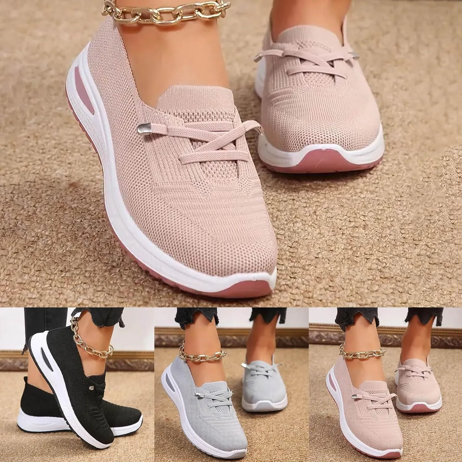 Orthopedic Shoes for Women, Womens Slip On Walking Sneakers Comfortable Mesh Non-Slip Shoes Breathable Tennis Shoes