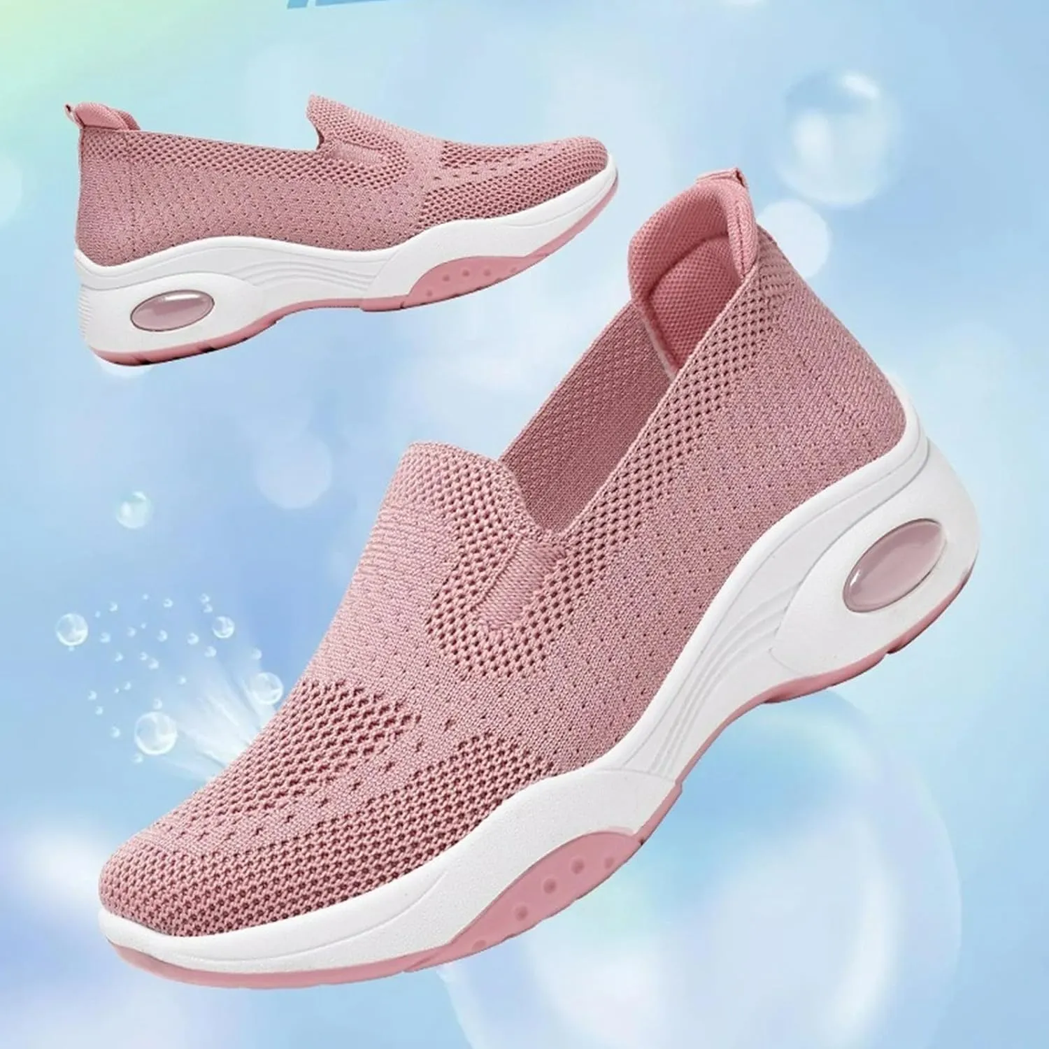 Orthoture Womens Shoes Arch Support Non Slip Air Cushion Slip-On Orthopedic New Woven Breathable Non-Slip Mesh Knitted Wide Width Sole Lightweight Low-Top Sneaker