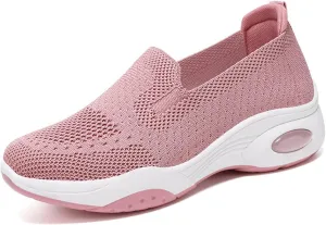 Orthoture Womens Shoes Arch Support Non Slip Air Cushion Slip-On Orthopedic New Woven Breathable Non-Slip Mesh Knitted Wide Width Sole Lightweight Low-Top Sneaker