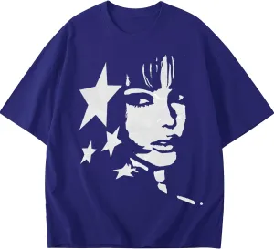 Oversized Graphic Tees for Women Y2k Streetwear Shirt Aesthetic Grunge Vintage Clothes Baggy Character Print Shirts
