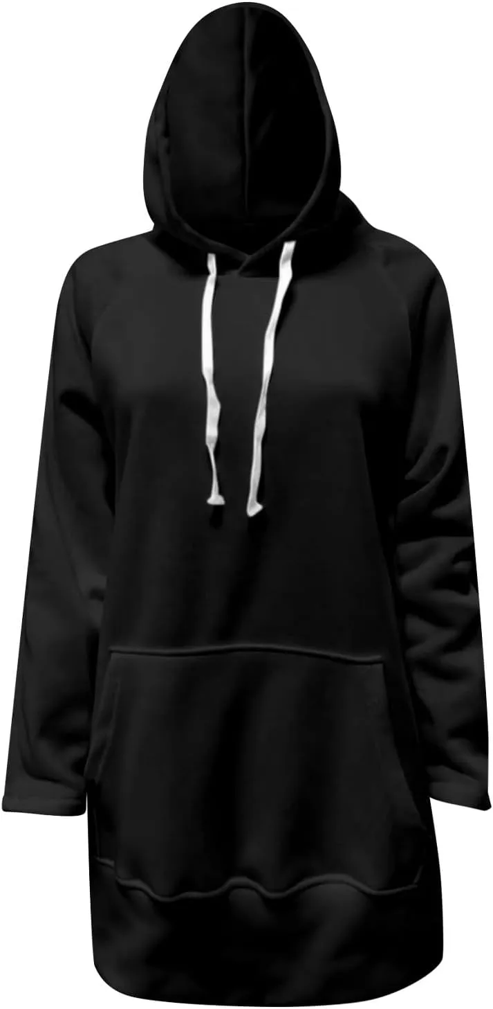 Oversized Hoodie Dress for Women, Pullover Long Sleeve Split Hem Valentines Day Sweatshirts with Pockets