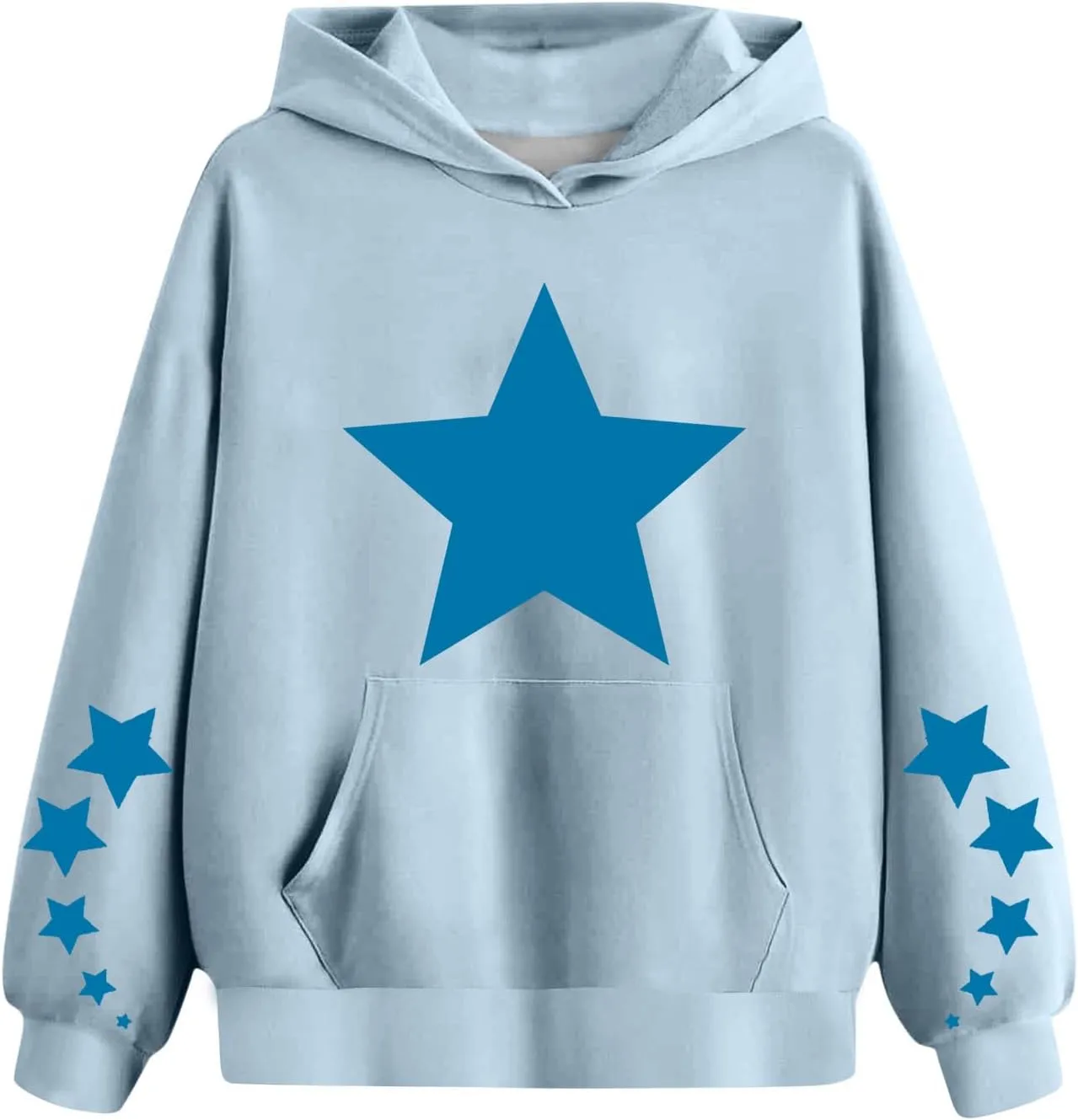 Oversized Hoodies For Boys And Girls Unisex Toddler Star Print Pullover Tops Casual Fleece Hooded Sweatshirt 4-13T