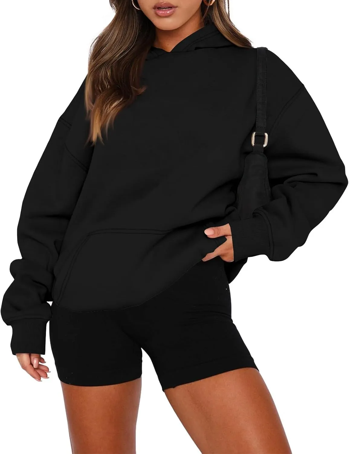 Oversized Hoodies for Women Trendy Winter Fleece Pullover Hoodie Y2k Long Sleeve Hooded Sweatshirt with Pockets