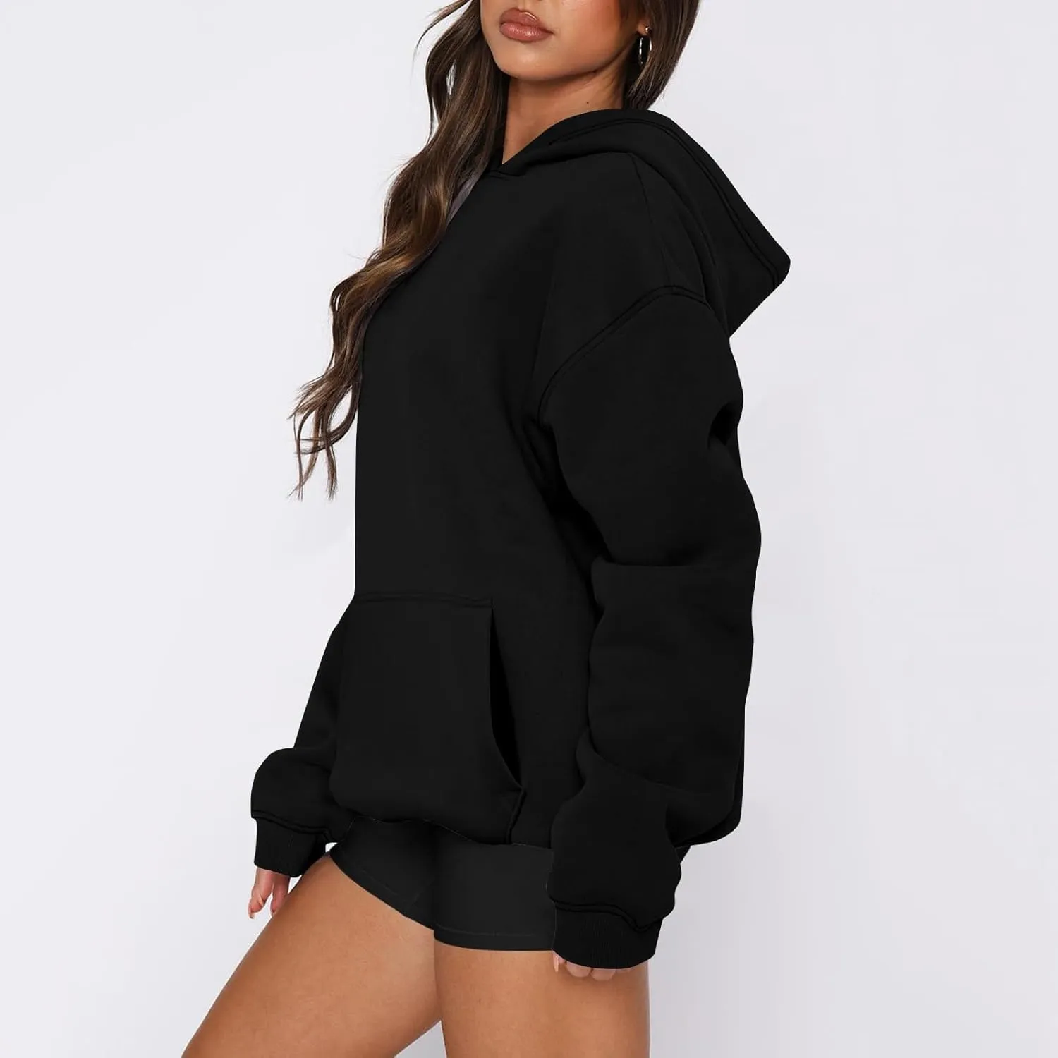 Oversized Hoodies for Women Trendy Winter Fleece Pullover Hoodie Y2k Long Sleeve Hooded Sweatshirt with Pockets