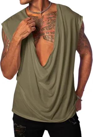PASLTER Mens Tank Tops Sleeveless T Shirts Deep V Neck Loose Casual Summer Beach Basic Tank Shirts