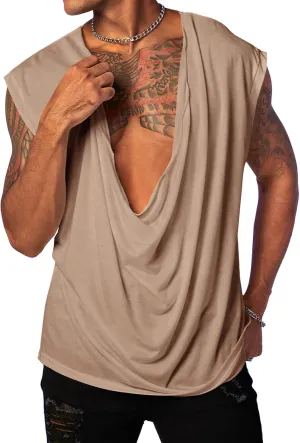 PASLTER Mens Tank Tops Sleeveless T Shirts Deep V Neck Loose Casual Summer Beach Basic Tank Shirts