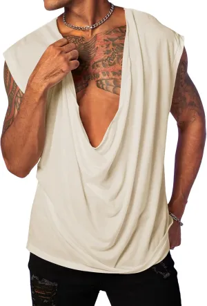PASLTER Mens Tank Tops Sleeveless T Shirts Deep V Neck Loose Casual Summer Beach Basic Tank Shirts